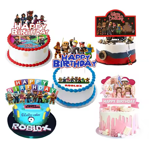 Roblox Birthday Party cake topper cupcake topper Sets Baby Shower for Kids Birthday Party Decorations Supplies Gifts