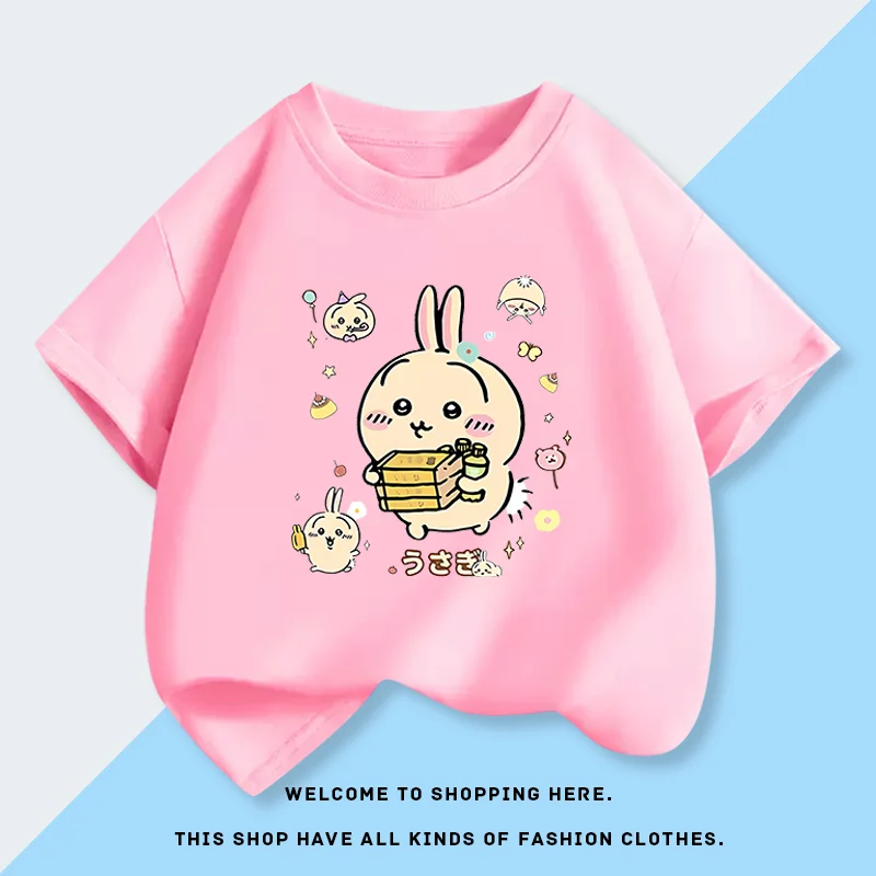 Chiikawa Weiches Niedliches Anime-Charakter T-Shirt, Unisex Locker Sitzendes Lässiges Sommer-Kurzarm-O-Neck Harajuku Streetwear Alltags-Oberteil – Detail 3