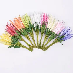 10Pcs/lot Mini PE Lavender Artificial Flowers for Wedding Home Decoration DIY Craft Gift Bride Wreath Scrapbooking Fake Flower
