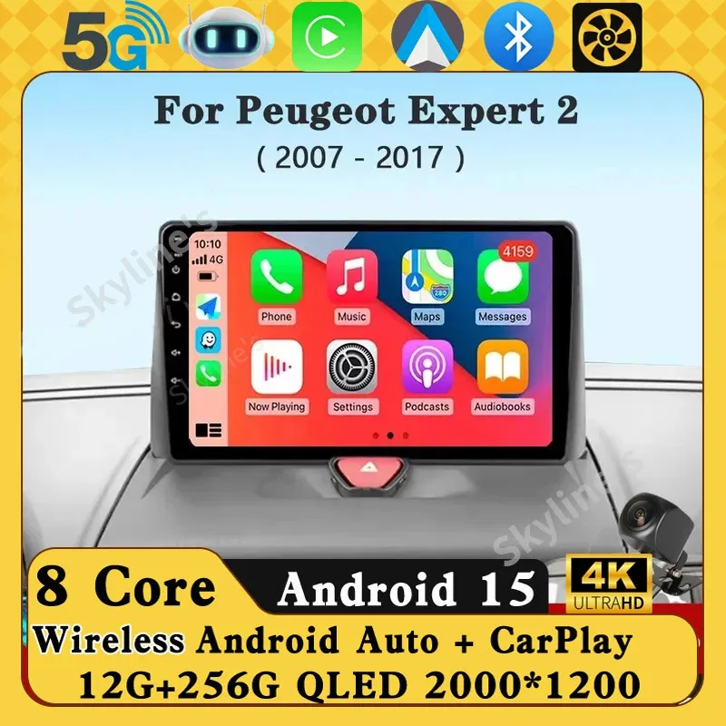 Android 15 For Peugeot Expert 2 G9 2007 - 2017 Car Radio Stereo GPS Navigation Multimedia Video Player QLED Screen NO 2din DVD