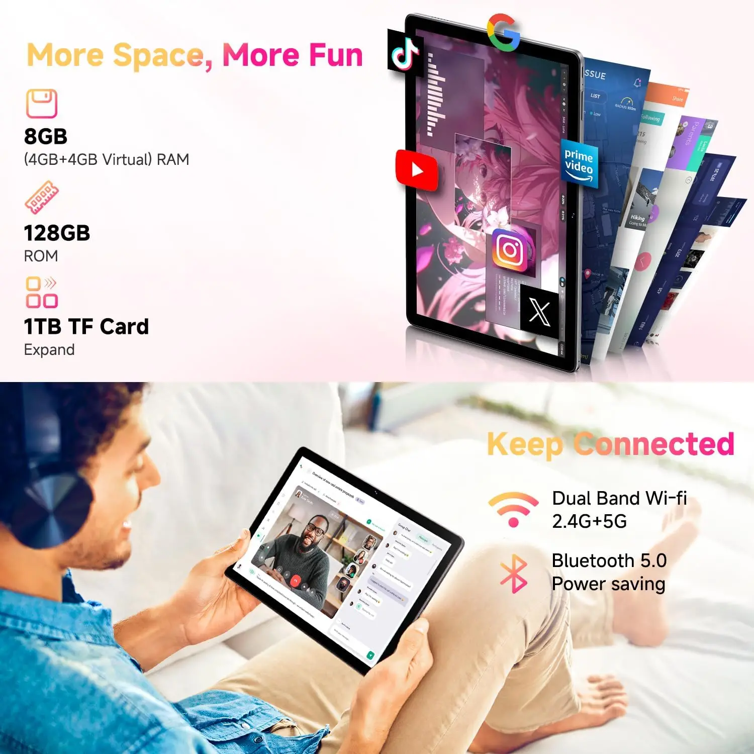 CHUWI Hi10 XPro Android 14 tablette 10.1 ''8GB RAM 128GB ROM Unisoc T606 octa-core HD IPS écran tactile tablette PC 13MP + 5MP caméra