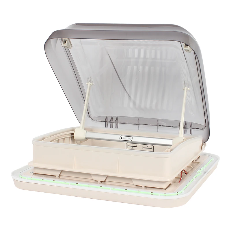 RV 400*400mm RV Roof Window with LED Blue Light & Double Glazing Top Skylight for Boats Yacht Caravan