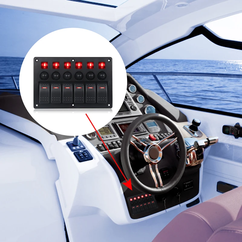 RHAXEL 4 Gang 6 Gang Switch Panel for Car Digital Voltmeter 12V 24V Dual USB Socket Charger Breaker/Overload Protector