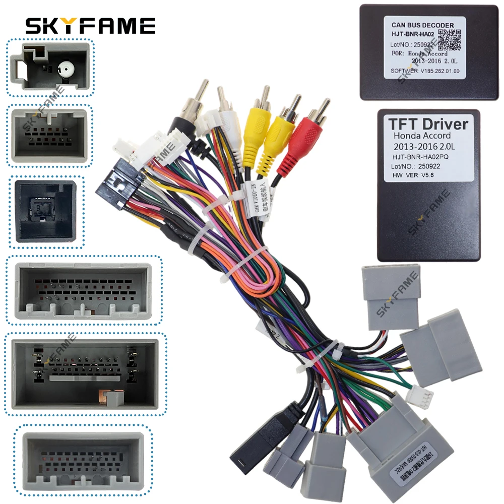 SKYVE Car 16Pin Android Radio Wiring Harness Adapter Canbus Box For Honda Accord 9