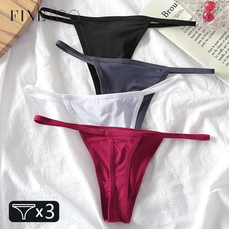 FINETOO 3 sztuk/zestaw seksowne stringi z niskim stanem damskie majtki bikini T-back kalesony M-XL kobiece stringi majtki damskie stringi bielizna