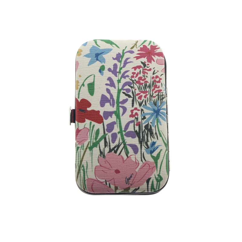 6 in 1 Soft Cover Flower Printed Travel Manicure Pedicure Set Kit Tool For Women Men Girl Boy Holiday Christmas Gift Gift