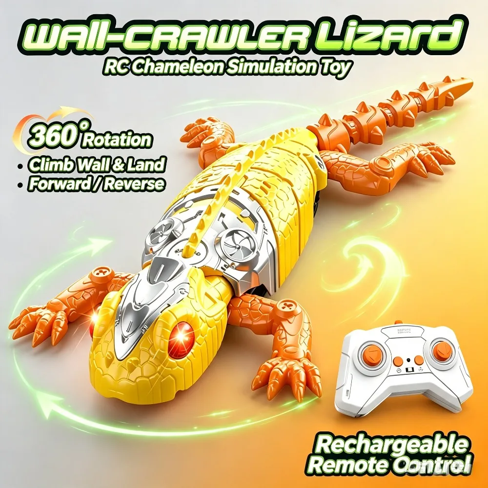 Jouet animal télécommandé électrique, simulation de lézard grimpant au mur, caméléon biomimétique, design anti-chute, cadeaux de Noël
