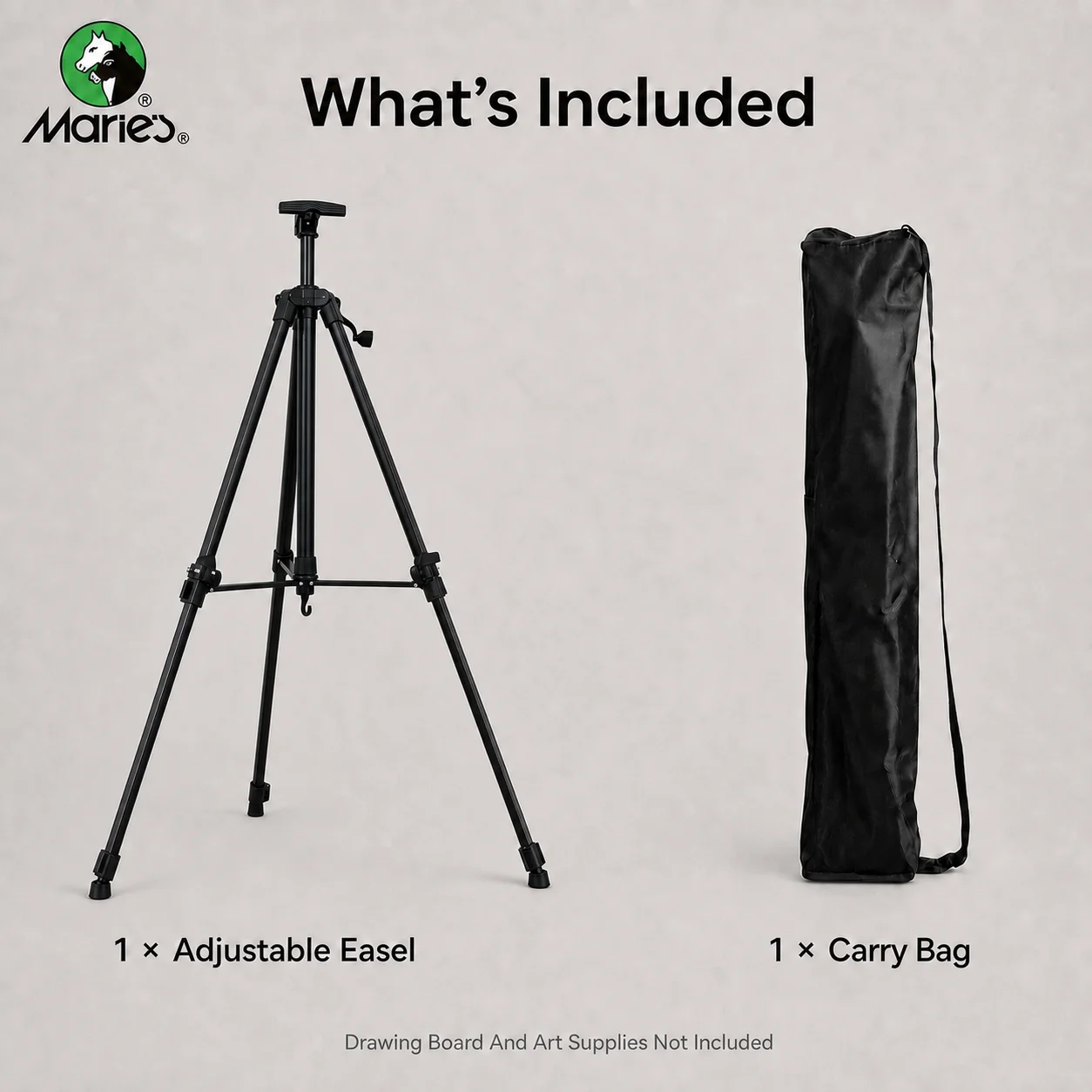 Maries Adjustable Height Tripod Easel with Carrying Bag for Outdoor Painting,Studio,Classroom,Gallery,Advertising Display