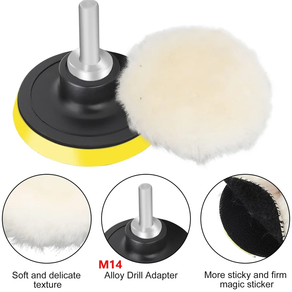 3/4/5/6/7 Zoll M14 Polierpads Top Wollfilz Polierpad für Rad Auto Polieren Glas Fliesen Edelstahl Kratzer Reparaturwerkzeug – Detail 9