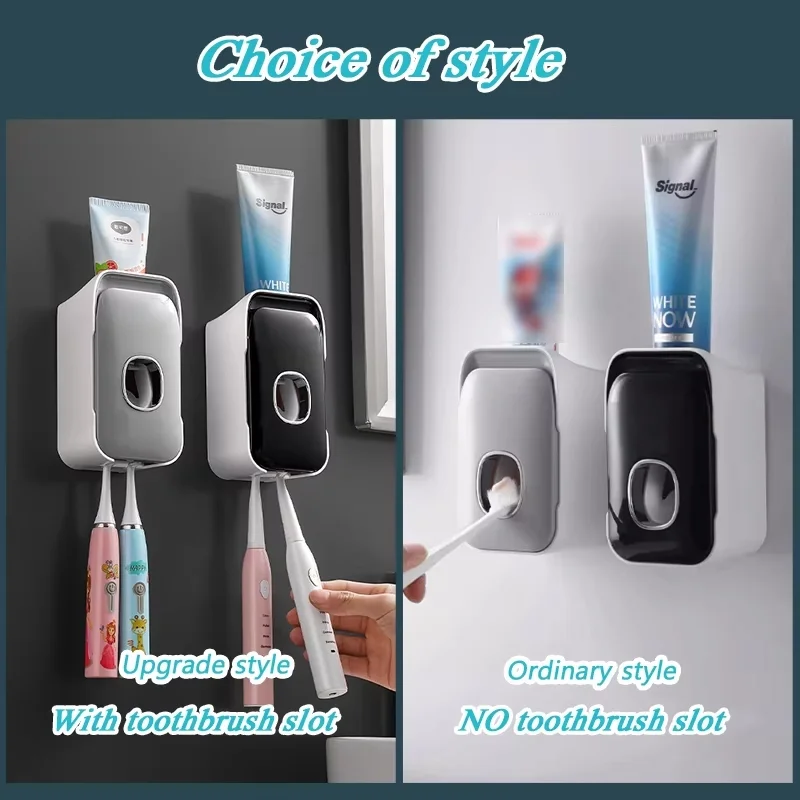 Toothpaste Dispenser Wall-Mounted Bathroom Toothpaste Squeezer Punch-Free Toothbrush Holder Rack manual operation