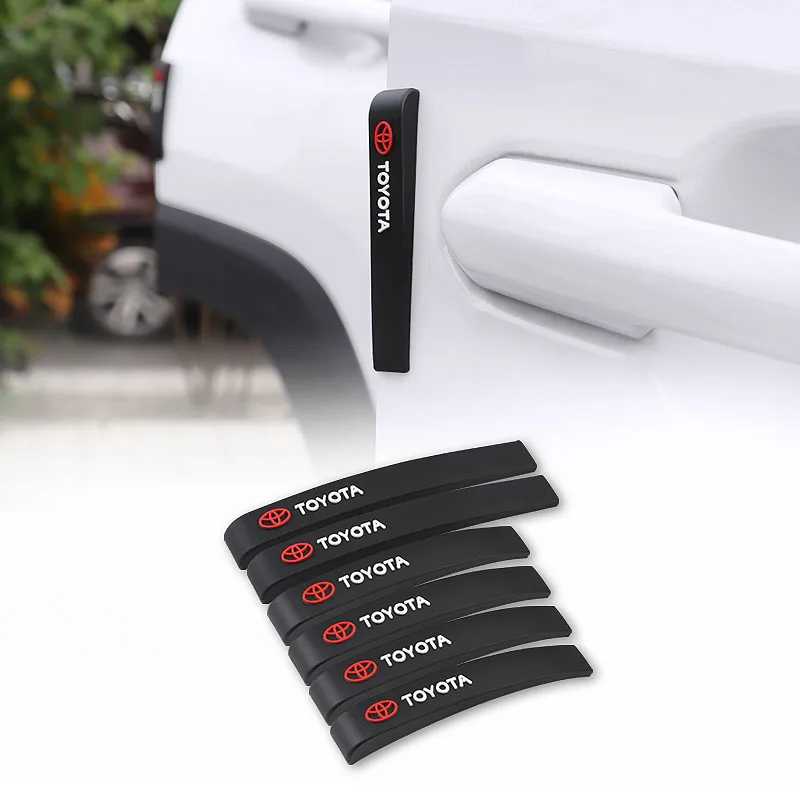 6Pcs Rubber Car Anti-Collision Bumper Strip Guards Protector Stickers For Toyota Gazoo Racing Corolla Yaris Chr Auris Rav4 Prius