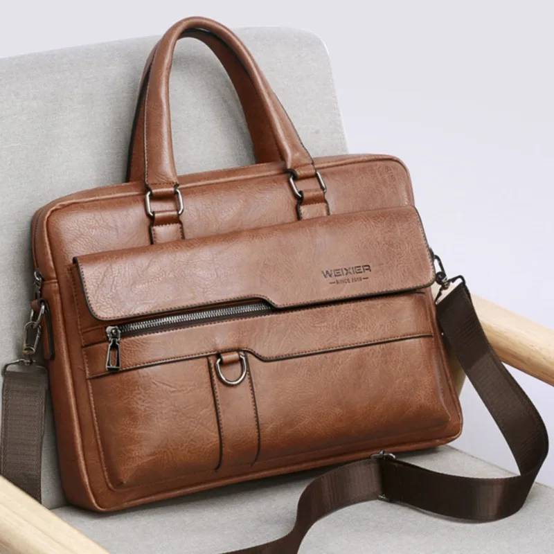 

Men Briefcases Pu Leather Man Tote Laptop Bag Business Handbags Shoulder Bags 2025 Work Office Men's Executive Briefcase Lawyer