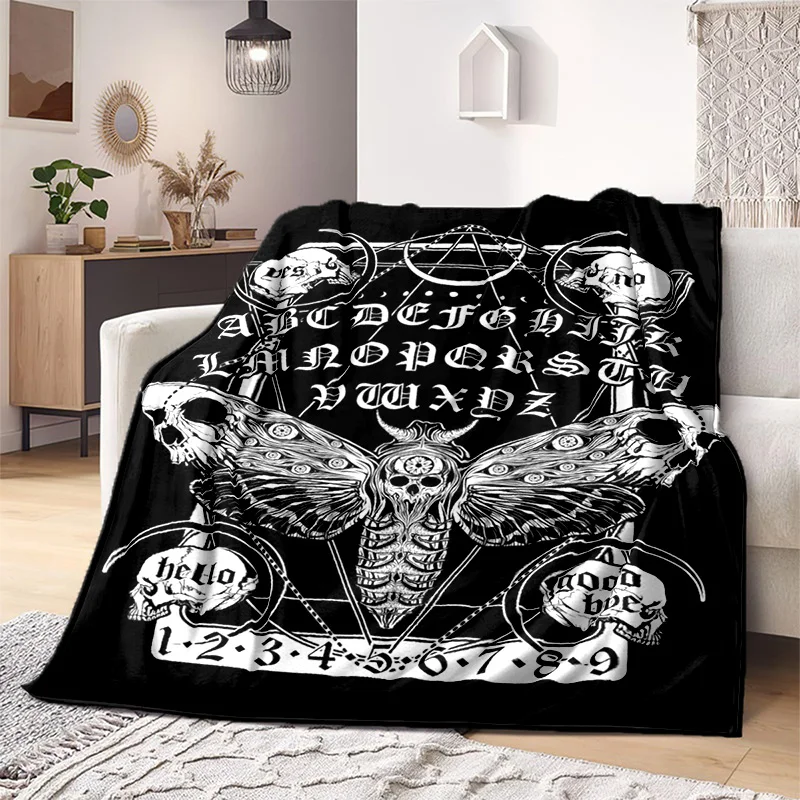 Gothic Skull  throw blanket Ouija Gift Home sheet sofa coverdivination blanket  sun moon moth Sofa bed Black blanket