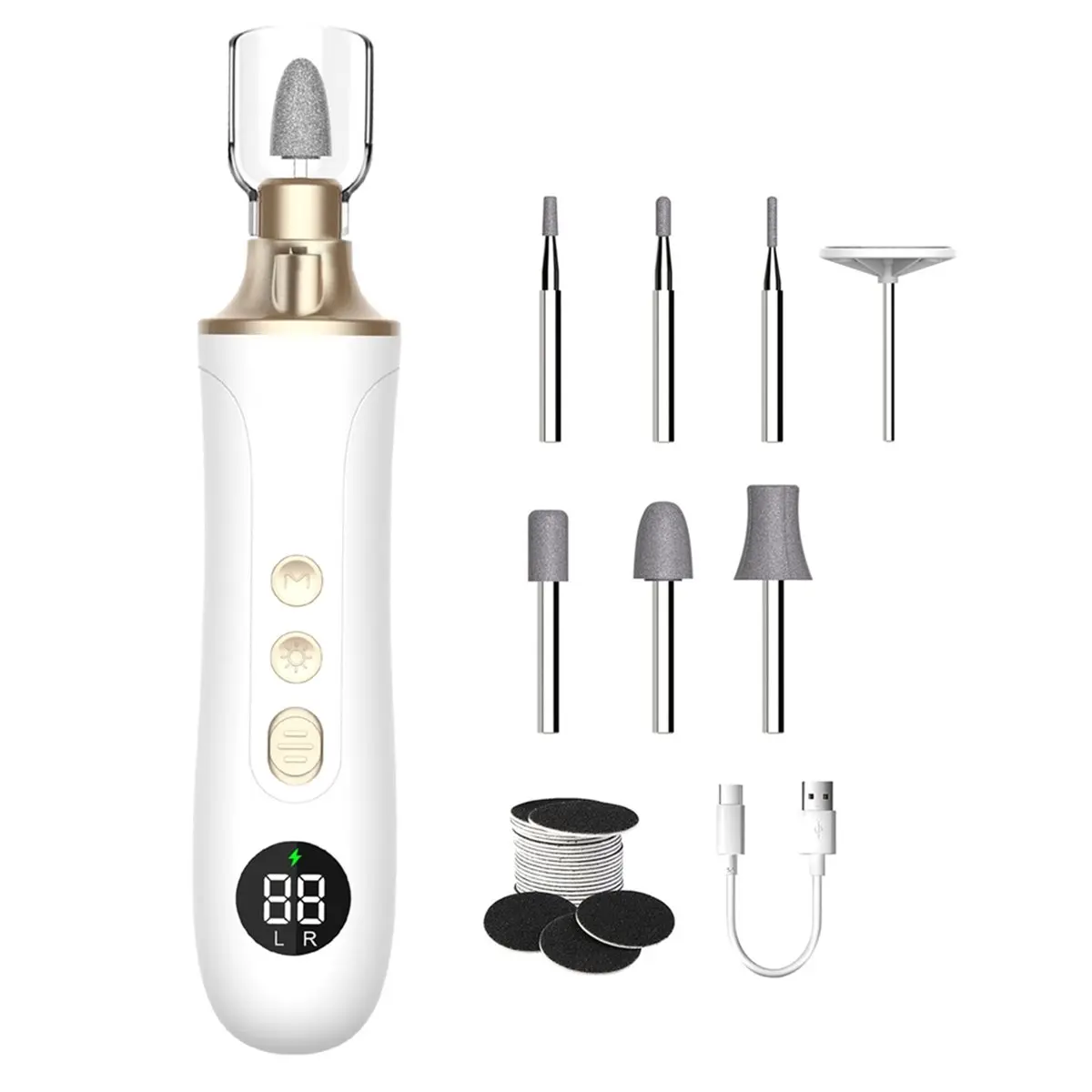 ABDD HOT  Professional Manicure Pedicure Kit, Electric Nail File Set,15 Speeds Hand Foot Care Tool for Nail Grind Trim Polish