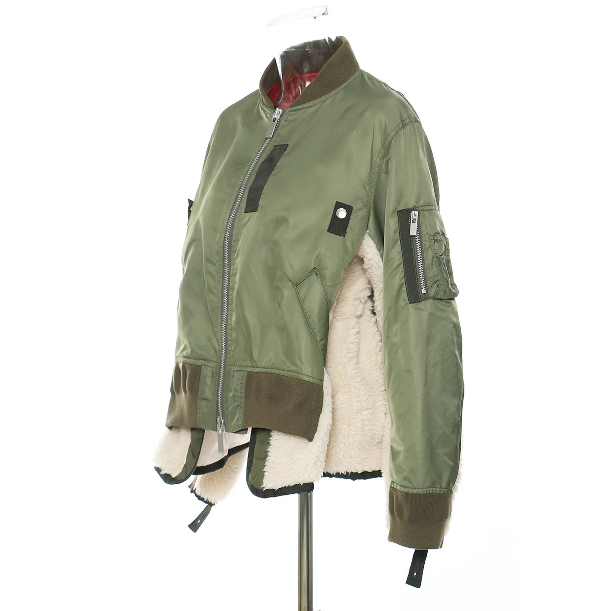  Studio Autumn and Winter Locomotive Jacket Thickened Army Green Baseball Uniform Lamb Wool Loose Aircraft Suit Women