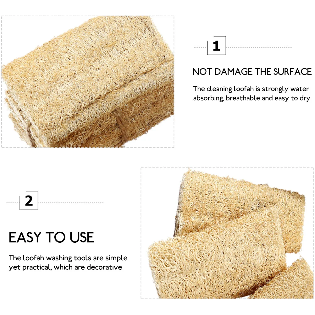 

3Pcs Natural Loofah Sponge Dish Scrubber Kitchen Cleaning Tool Longlasting Soft Non-Damaging for Dish Pots Bowls
