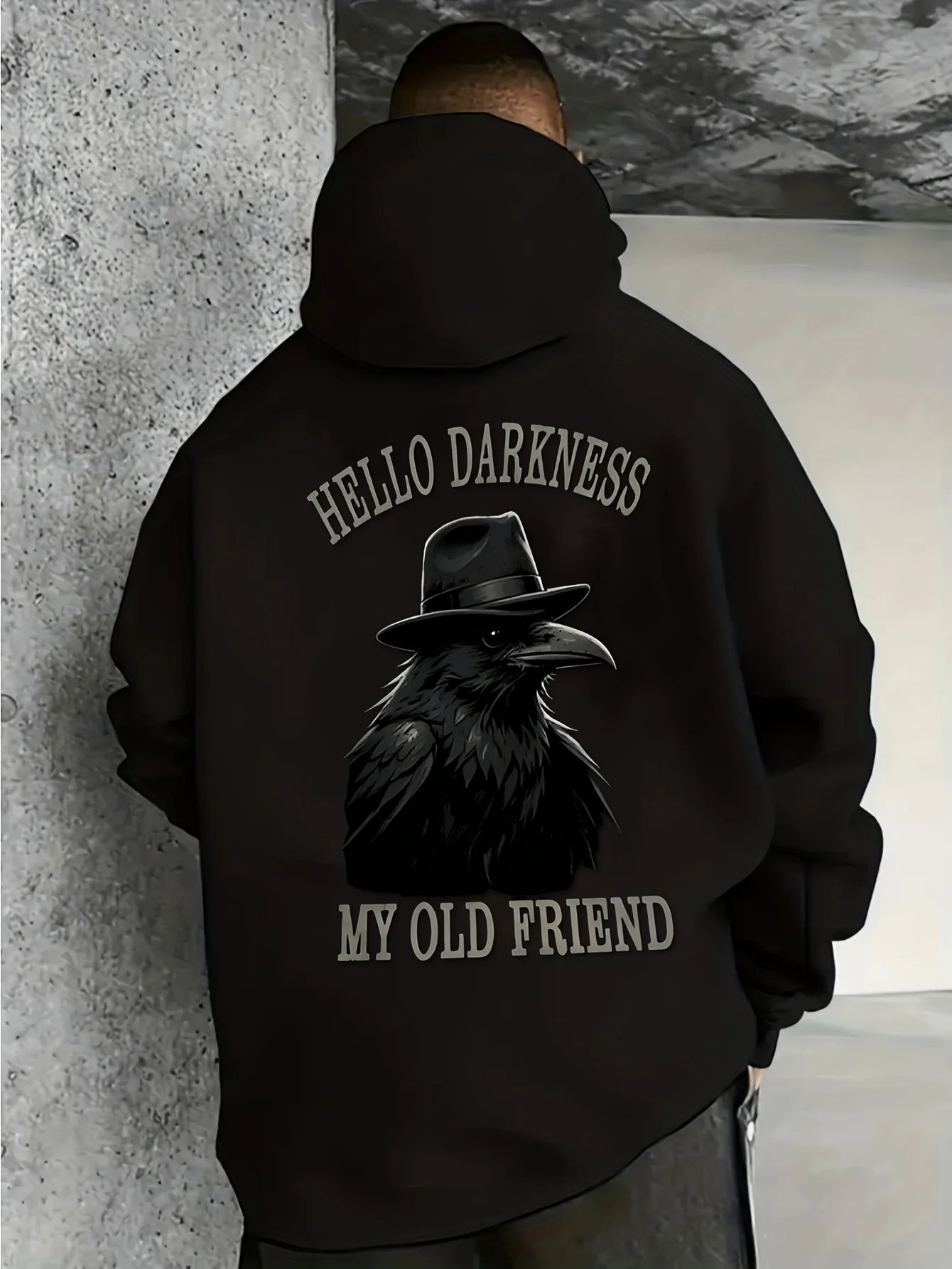 Men's Casual Hoodie, Dark-Themed Print, Large Size Long-Sleeved Pullover, Casual Alternative Style