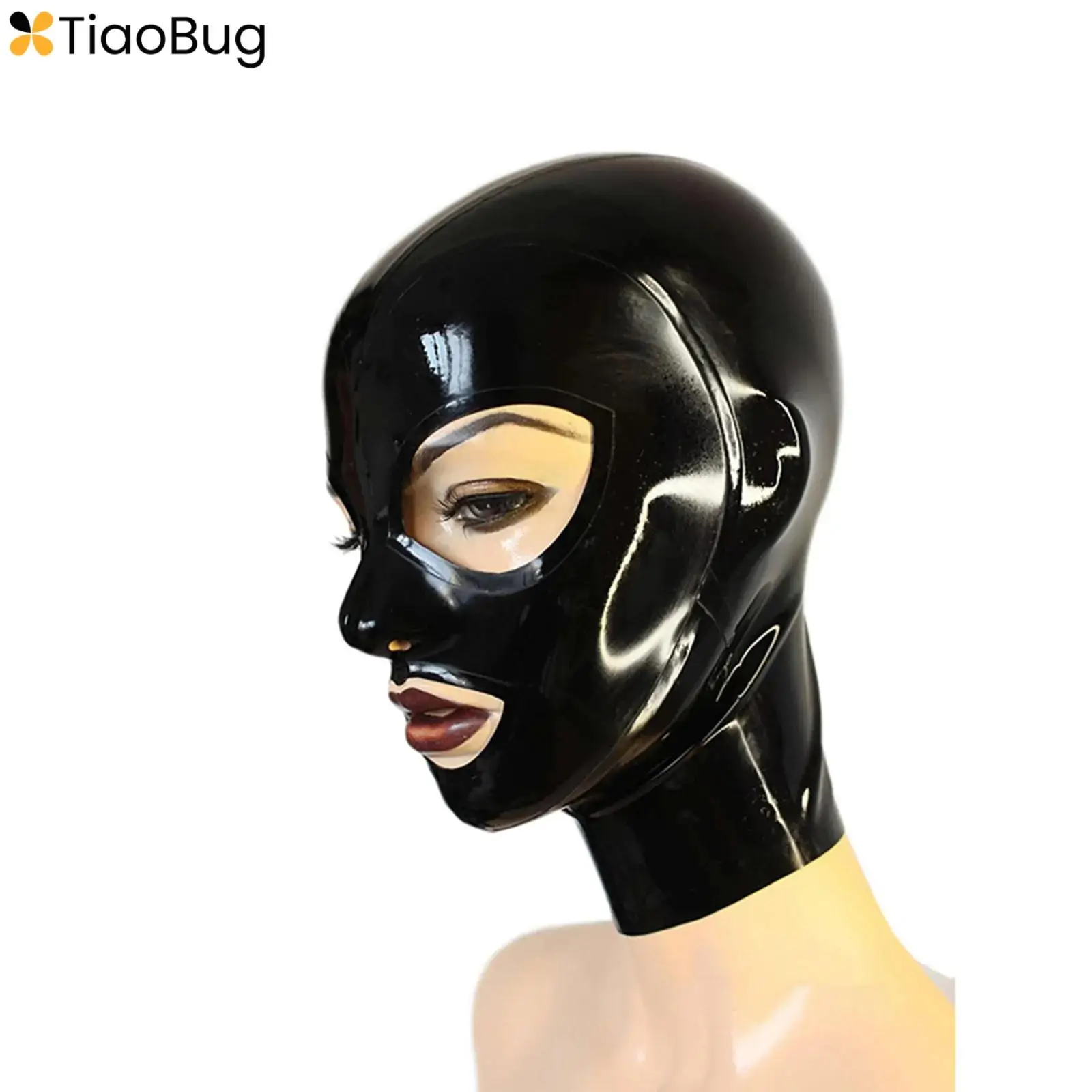 

Unisex Latex Zipped Hood Mask Head Cover Open Eyes Mouth and Nostrils Mask Lingerie Halloween Club Party Cosplay Props Gifts