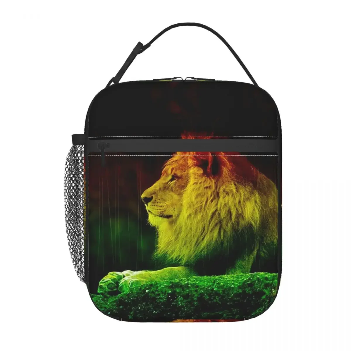 Jamaica Rastafarian Reggae Rasta Lion Insulated Lunch Tote Bag for Women Jamaican Proud Cooler Thermal Food Lunch Box School