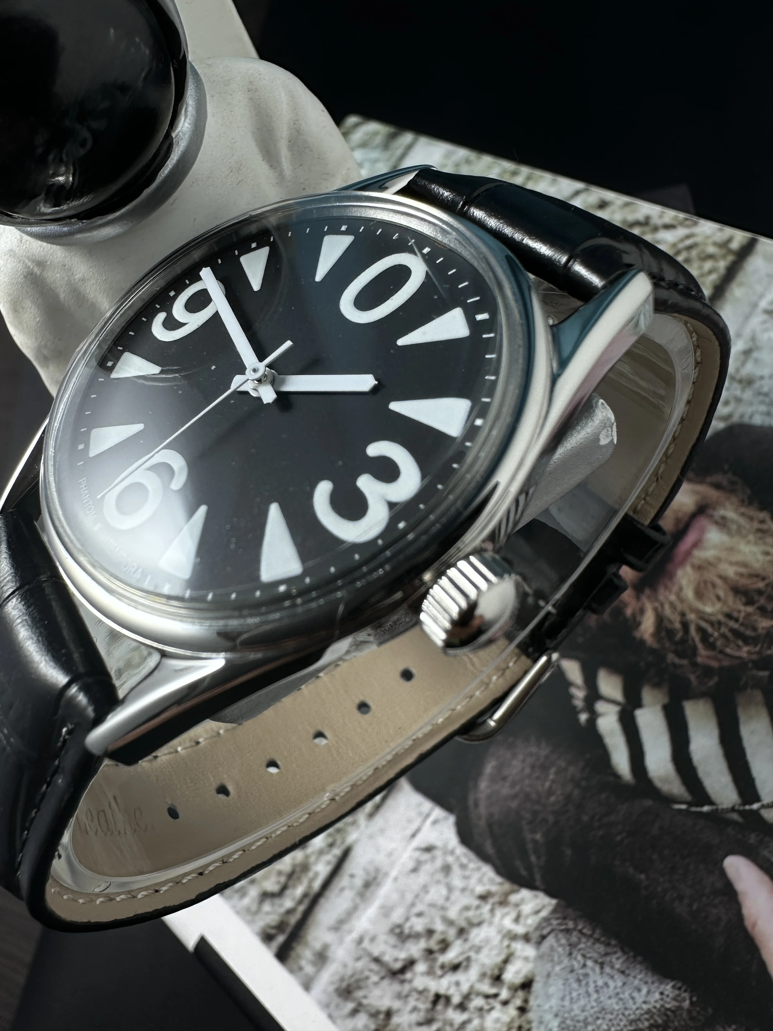 Men's 38mm Vintage Mechanical Watch 8120 Manual Movement 3D Acrylic Crystal