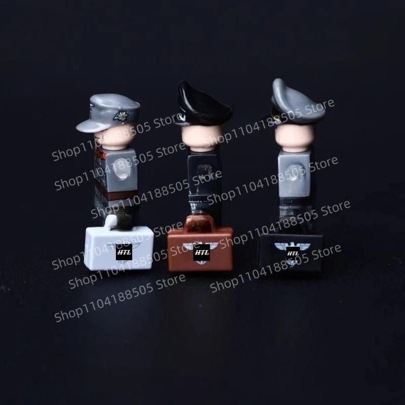 MOC Third-party German Officer Suitcase Briefcase Printed Military Building Blocks Doll Accessories Gift Ornaments