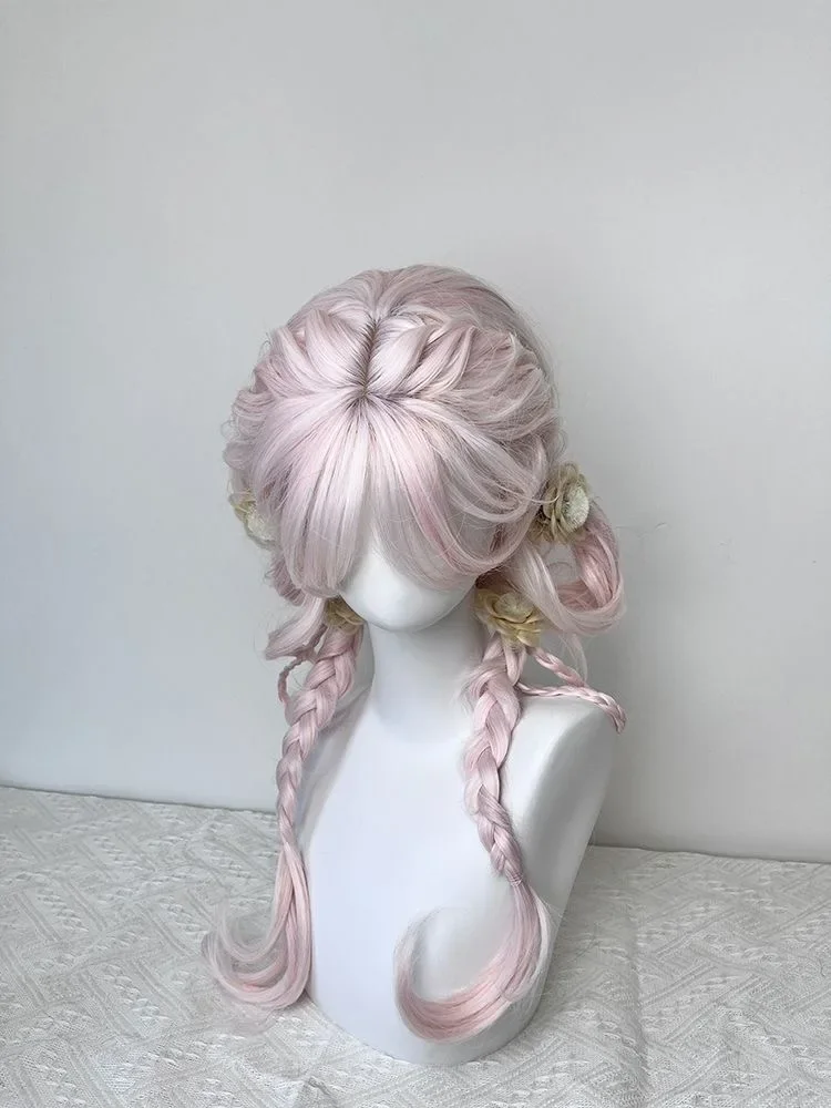 Pink wig, long hair,artificial simulated hair anime game Accessoires, Cosplay, full headgear, curly hair, photo show props