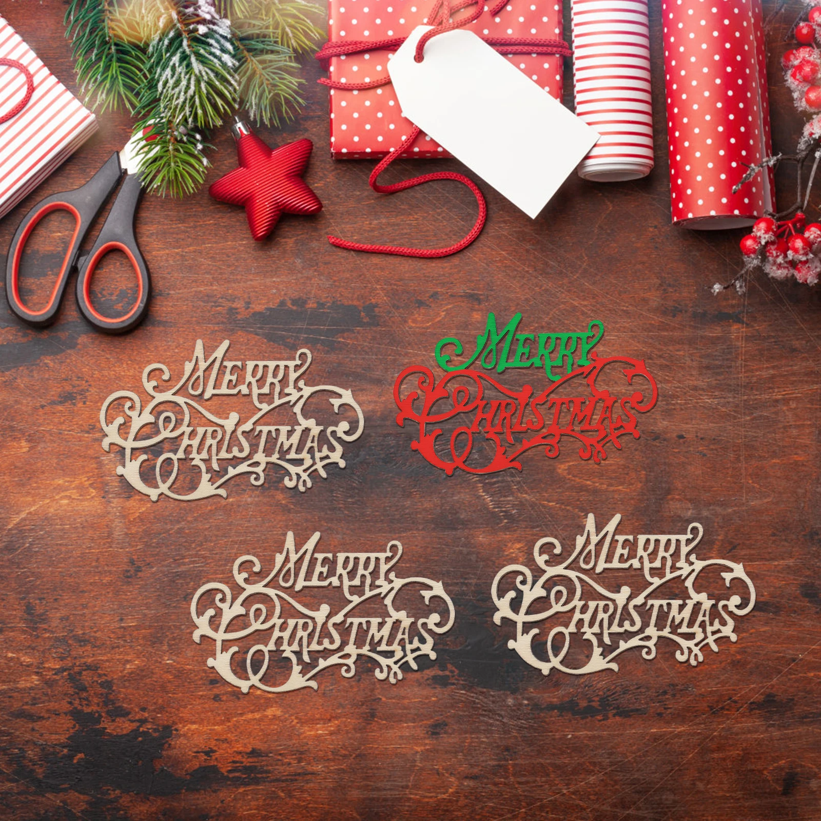 

20pcs Wooden Christmas Cutouts Unfinished Wood Slices Diy Pendant Crafts Tree Decor Hanging Charms Party Supplies Wood Chips