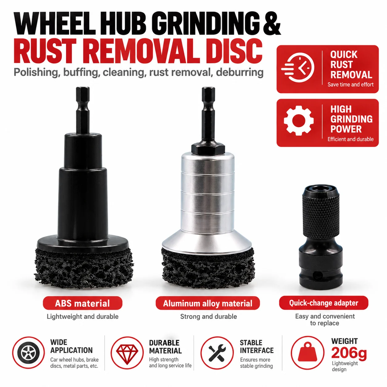 Alloy Wheel Brush Automotive Detailing Car Rims Cleaning Kit Disc Hub Tool for Rust Removal Auto Brake Surface & Stud