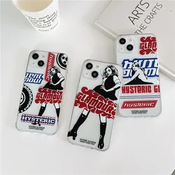 Japan Korea clear label Hysteric Glamour Girl tags soft case for iphone 15 14 13 12 11 Pro Max XR X XS Max silicone TPU cover