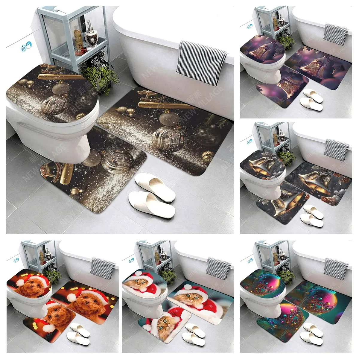 home bathroom floor mats Christmas animals Bath Foot mat modern bathroom accessories rug Toilet mat Bathtub anti-slip carpet