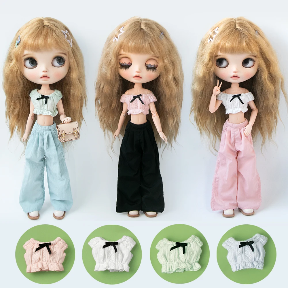 Blyth Kleidung, geschichteter kurzer Minirock, Fliege, Weste, Hose mit weitem Bein, Hemdkleid-Set für Azones Ob22 24 Ker YMY Puppenzubehör