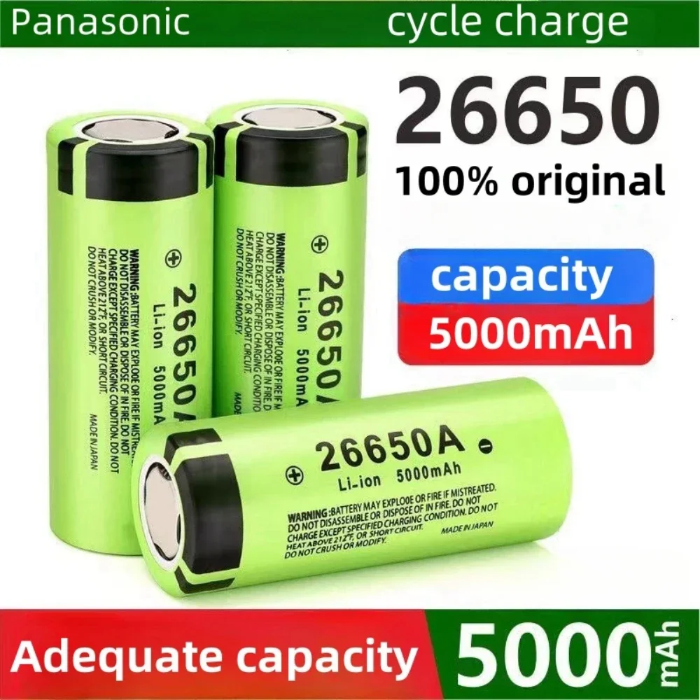 

Panasonic Original High Quality 26650A Battery 5000mAh 3.7V 50A Lithium ion Rechargeable Battery 26650A+Charger Free Shipping