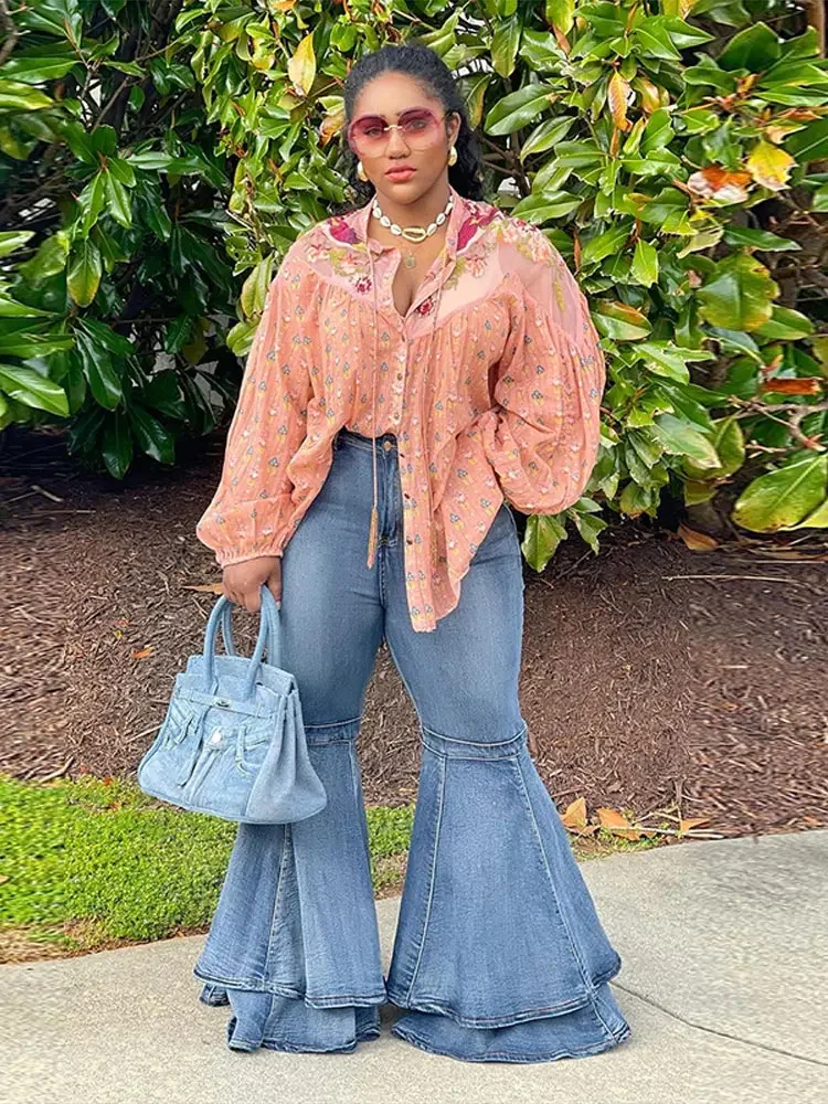 جينز نسائي عالي الخصر متوهج بجيب وسحّاب جينز ضيق للسيدات موضة 2025 كل مباراة عتيقة Y2k للربيع والصيف قيعان جرس نسائية