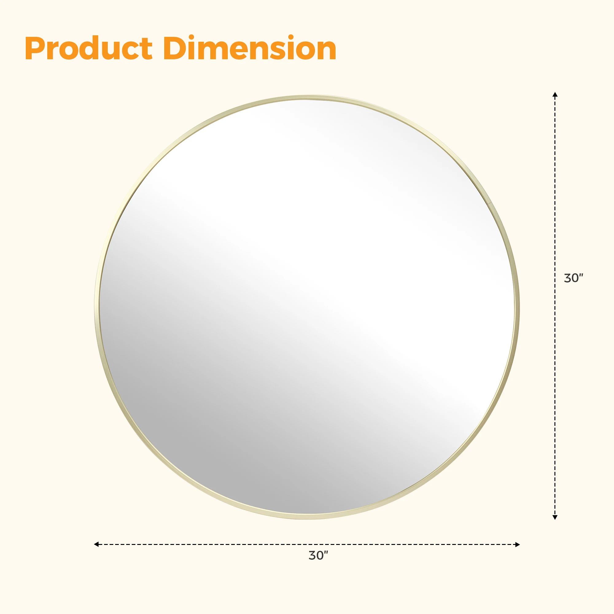 MCQ Round Wall Mirror 20 Inch to 30 Inch Shatterproof Design Bathroom Mirrors for Over Sink Wall Decor for Bathroom Entryway Bedroom