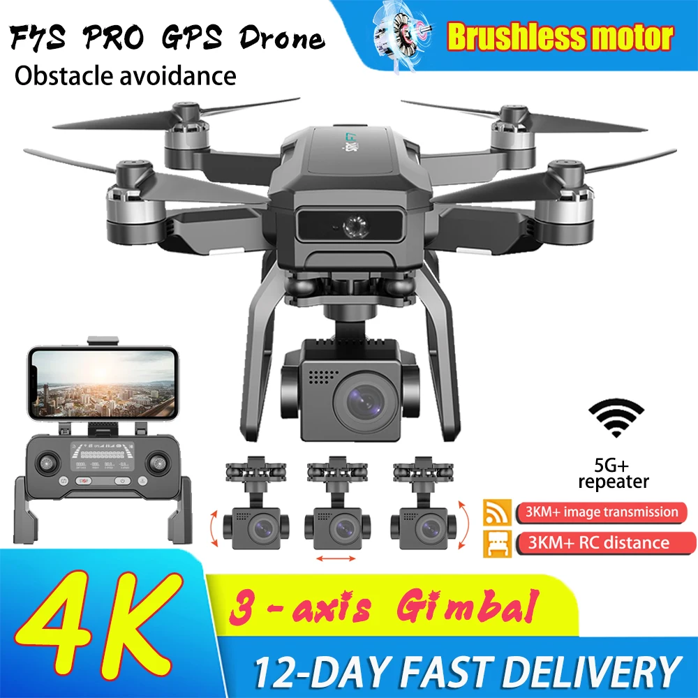 2024 New F7S 4K Professional GPS Drone with FPV HD Camera 3-axis Frame Aerial Photography Rc Dron EIS Brushless Quadcopter Dron