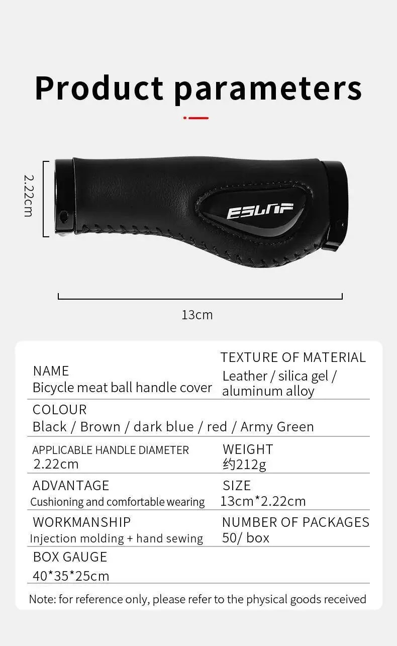 ESLNF Leder-Fahrradlenkergriffe mit Stoßdämpfung, ergonomisch, rutschfest, weiches Silikon, für Mountainbikes und MTBs – Detail 2