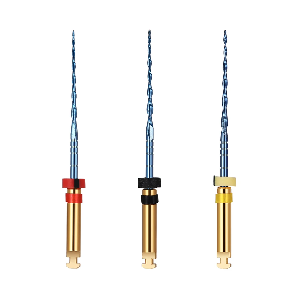 AZDENT 3 Pcs Dental Reciprocating Blue Endodontic Files 21mm Engine Use Niti Rotary Root Canal Heat Activated 25mm Dentistry