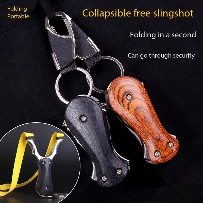 

Outdoor Stainless Steel Flat Leather Slingshot Professional Precision Traditional Folding Pocket Slingshot Hunting Bevice