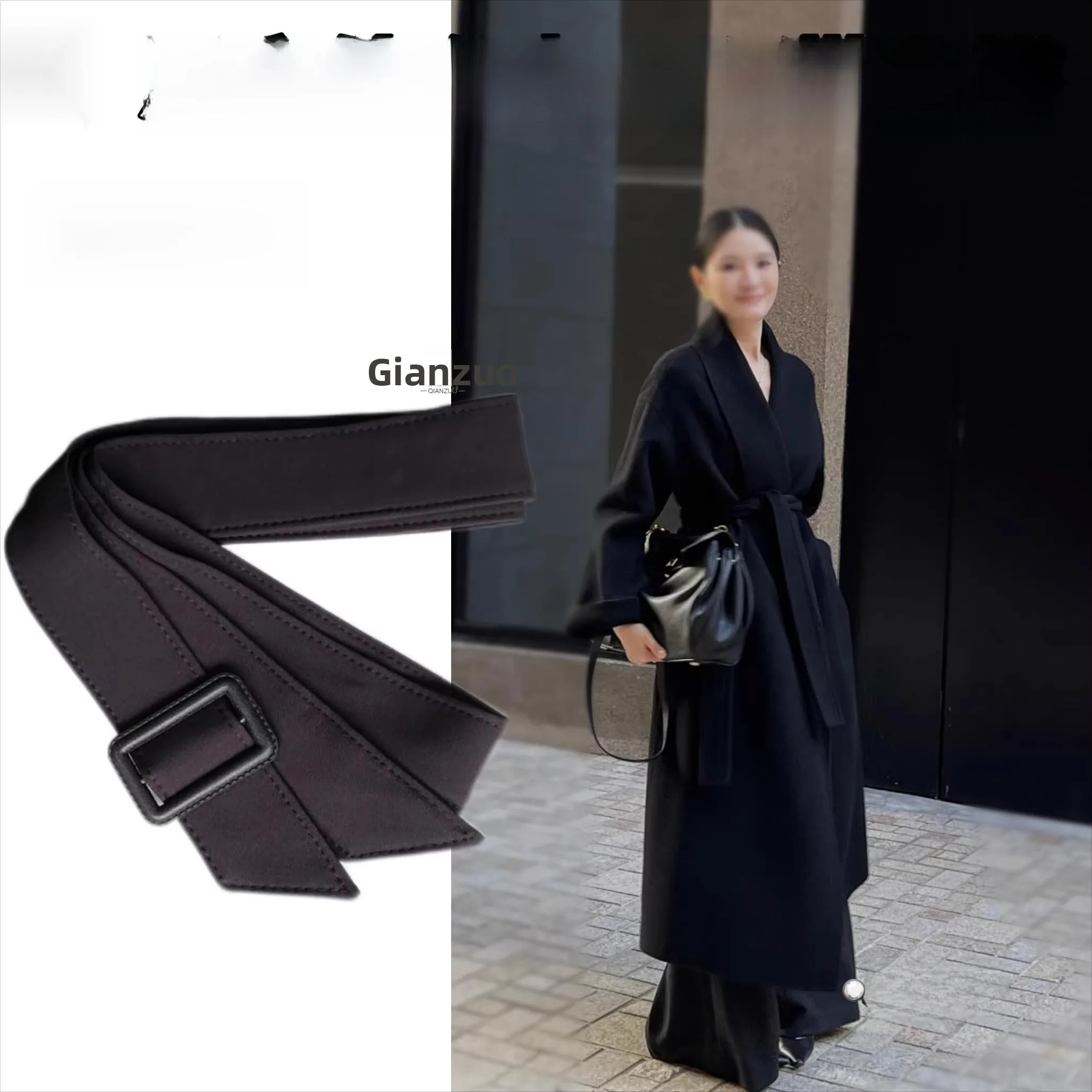 Casual Women's Long Belt Fabric Waist Belt Decorative Sash Simple Versatile Black Khaki Extended Strap Coat Sleeve Band