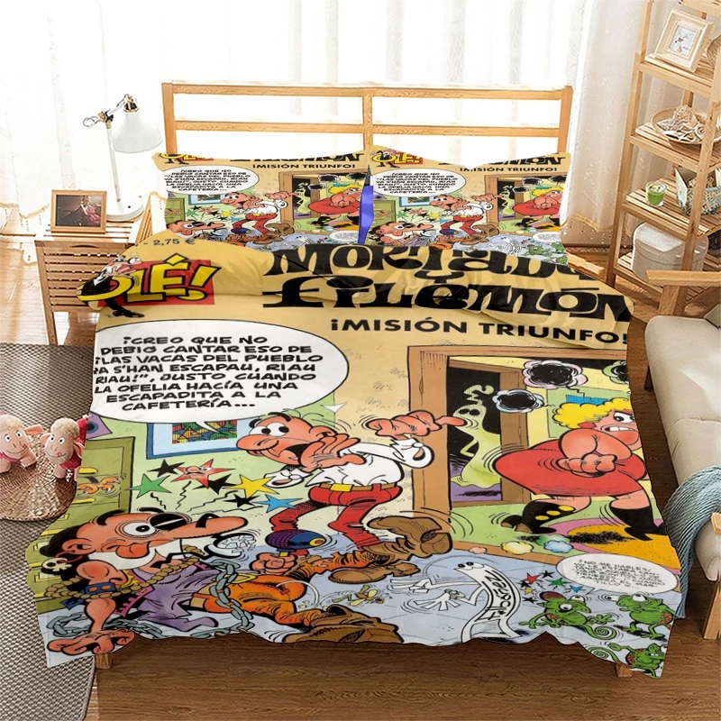 Phechion Mortadelo y Filemon 3D Print Bedding Set Duvet Covers Pillowcases One Piece Comforter Bedding Sets Bedclothes Bed K579