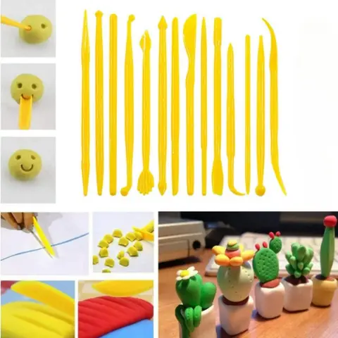 도자기 도구, 점토 조각 압흔, DIY 컬러 점토, 돌 성형 도구, 14 개/세트