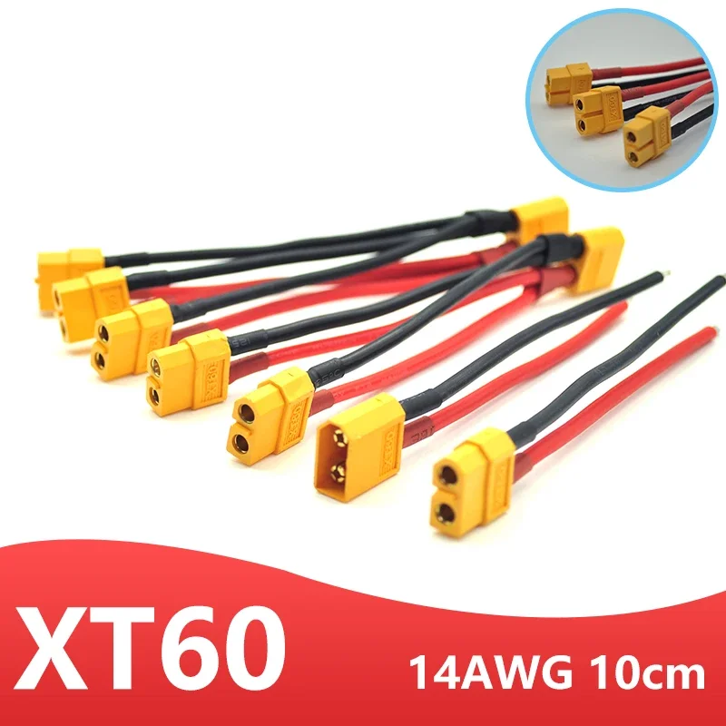 XT60 Parallel Battery Connector Male/Female Cable Dual Extension Y Splitter/ 3-Way 14AWG 10CM Silicone Wire for RC Battery Motor