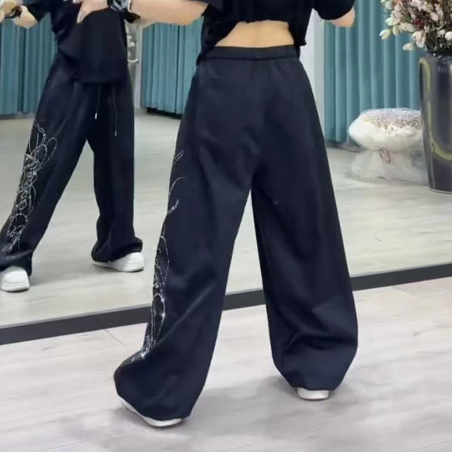 fashionable-casual-square-dance-pants-women's-loose-wide-leg-trousers-for-dancing-summer-new-style-sporty-women's-pants