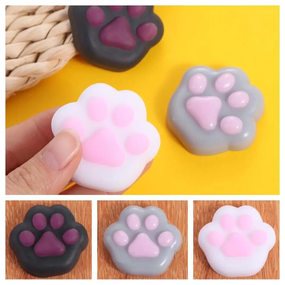 Mini Cat Paw Squeeze Toy Silicone Pinch Decompression Toy Plush TPR Fidget Sensory Toys For Kids Adults Gift