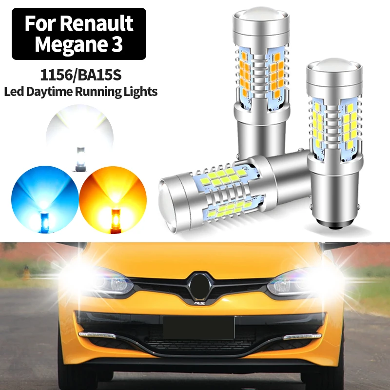 2pcs Canbus No Error LED Daytime Running Light DRL Bulb Lamp P21W BA15S 1156 For Renault Megane 3 2009 2010 2011 2012-2013.12