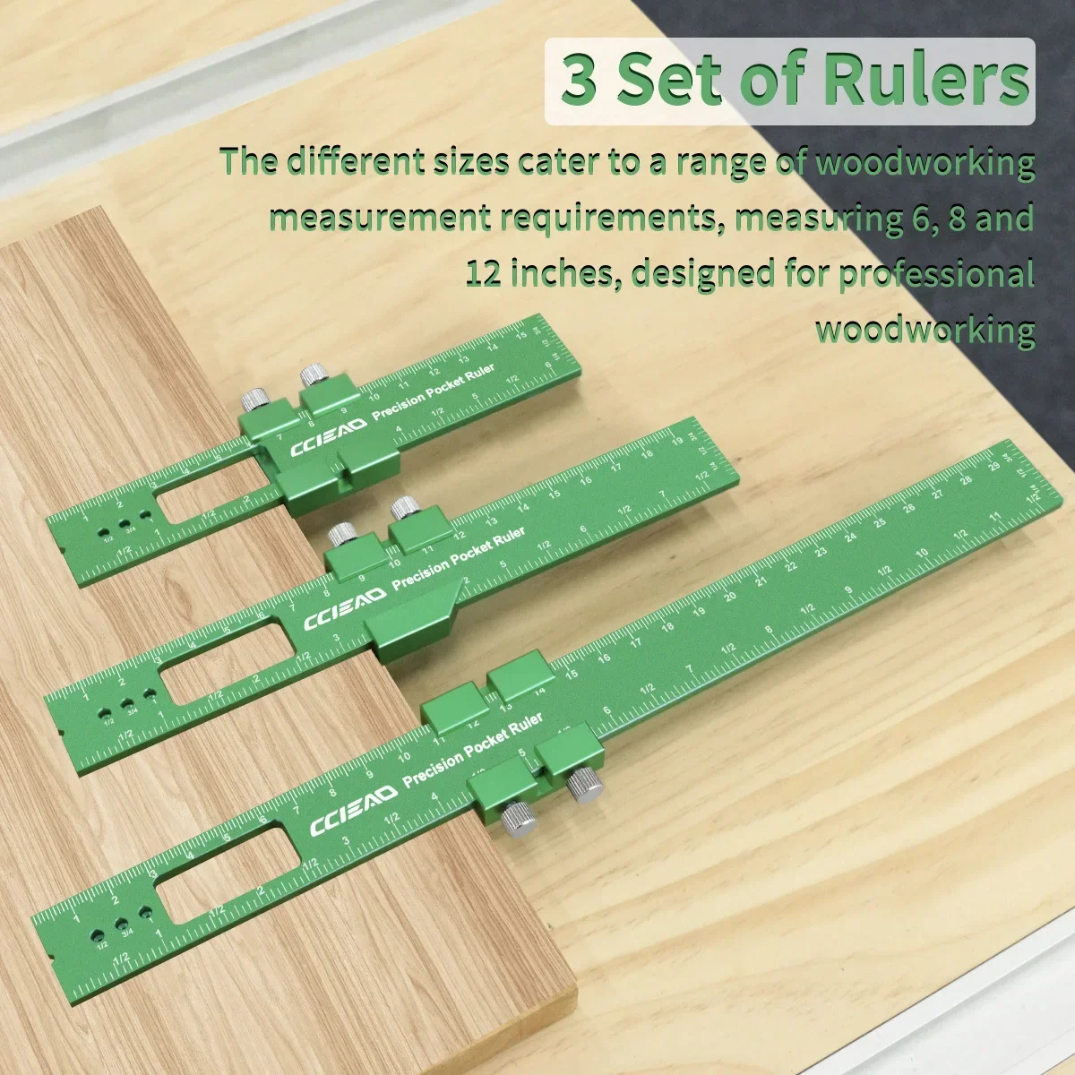 1/3Pcs Adjustable Pocket Scribing Layout Ruler,Woodworking Measuring Square with Lockable Metal Slide Stop for Precision Marking