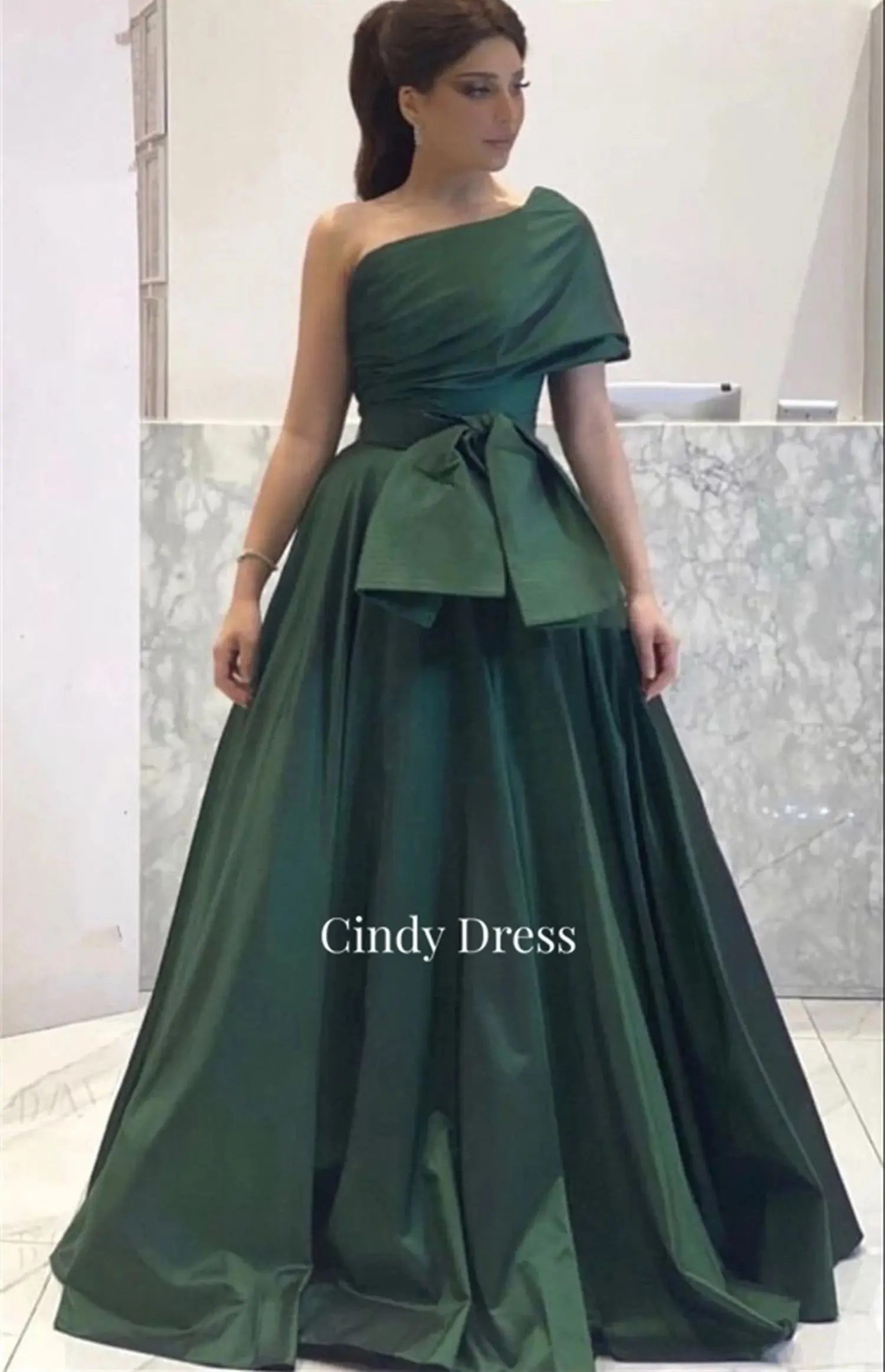 Cindy Green Bow Tie Grace Satin Sharon Happy Dress 2024 Evening Gown Special Occasion Dresses for Formal Occasions Ball Gowns