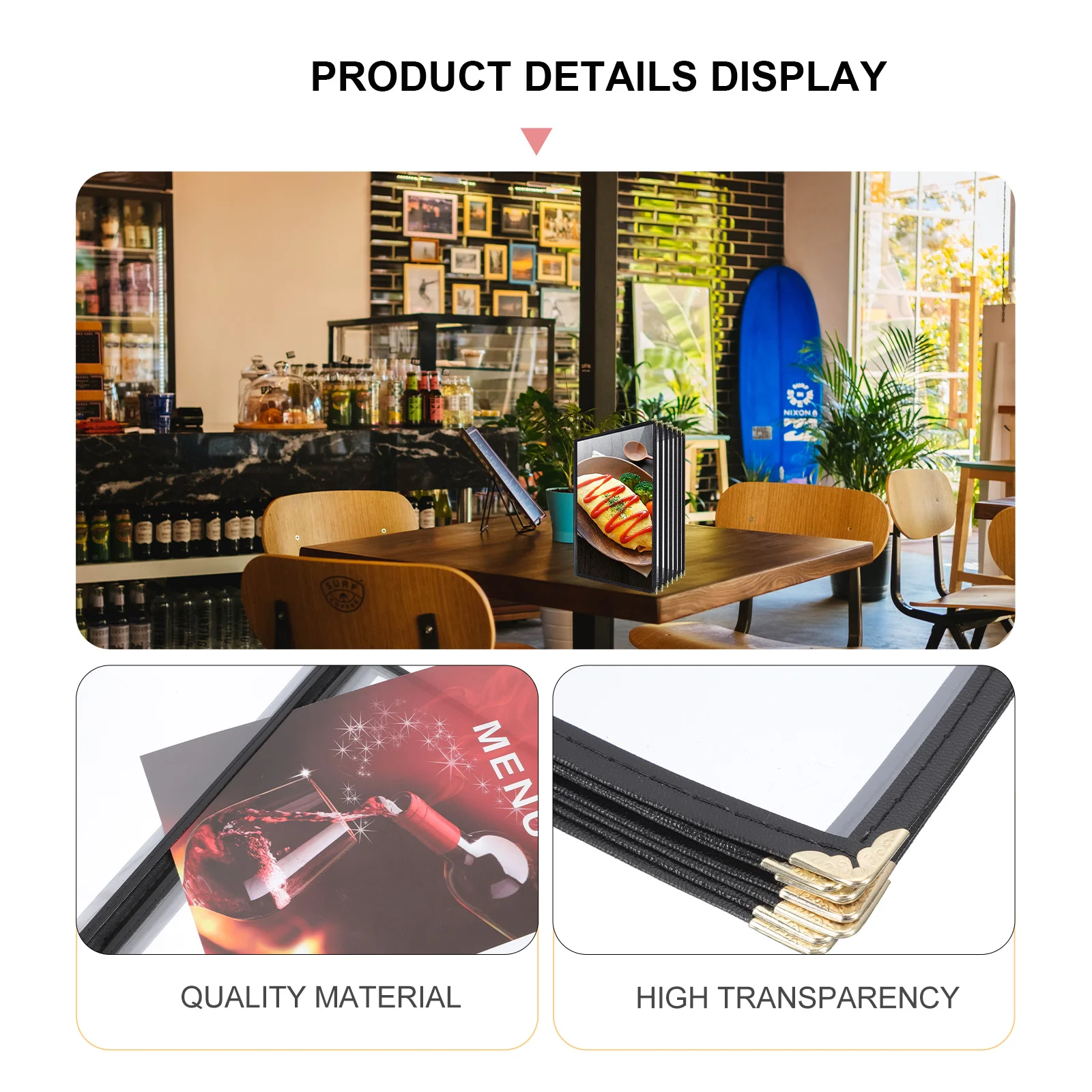 Clear PVC Recipe Book Protector A4 Menu Covers 8 Pages Waterproof Oilproof Transparent Restaurant Bar Kitchen Counter Supplies