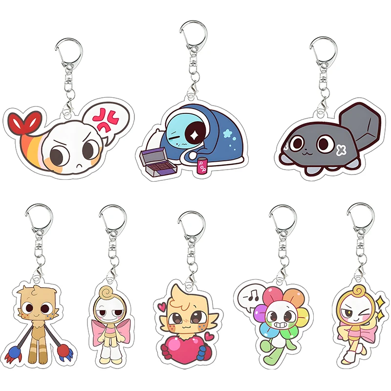 Dandy World Game Acryl-Schlüsselanhänger Shrimpo Vee Pebble Anime Rucksack-Anhänger Doppelseitige Charaktere Kawaii Schlüsselring Geburtstagsgeschenk