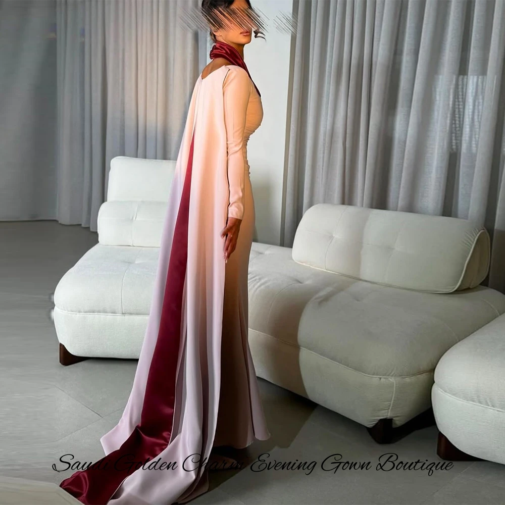 Sukienka wieczorowa z dekoltem w serek, długim rękawem, elegancka, w stylu syreny, marszczona, vestido de noche, wysokiej jakości jersey, suknie celebrytów.